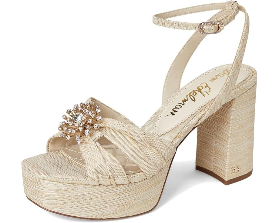Сандалии Sam Edelman Janelle J5093F2 женские с платформой и кристаллами мягкого золота, золотой — фото 2