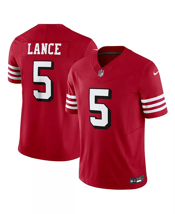 

Мужская лимитированная джерси San Francisco 49ers Vapor F.U.S.E. с именем Trey Lance Nike, красный