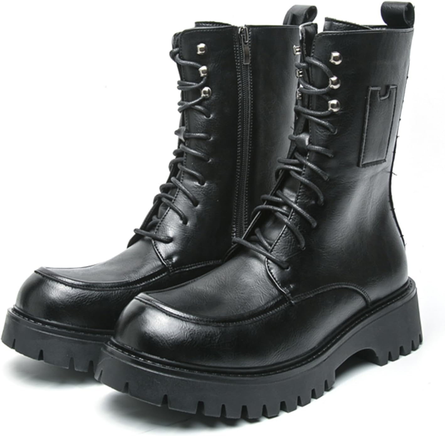 

Мужские кожаные военные ботинки Dacnakby, средняя длина, боевые ботинки, подошва на платформе, для мотоциклов, охоты, прогулок на открытом воздухе, западные ковбойские ботинки, черный