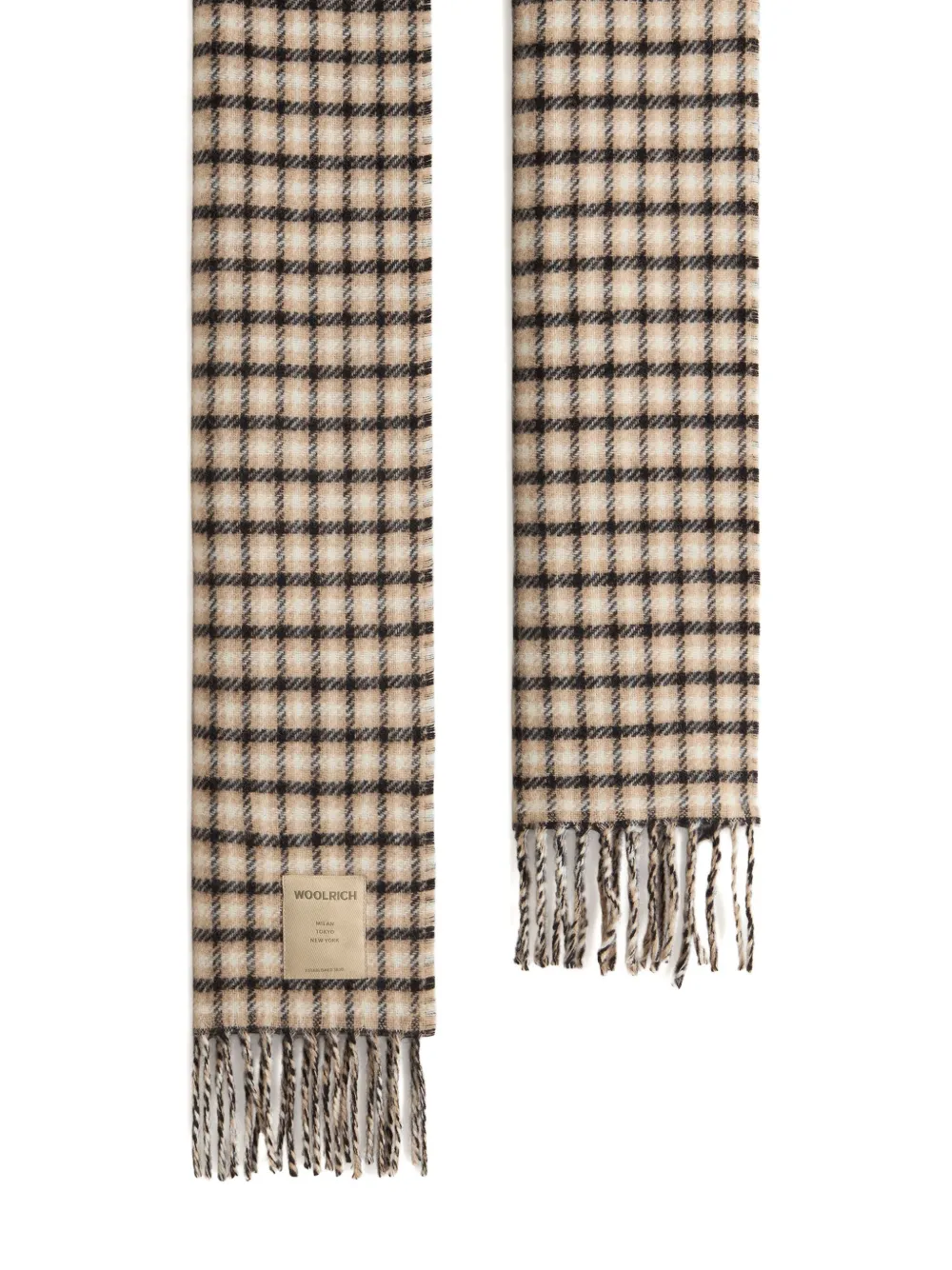 

Клетчатый шарф с бахромой WOOLRICH, нейтральный