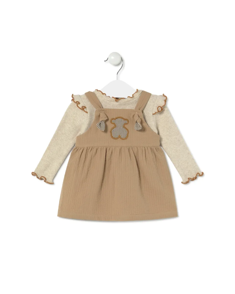 

Детский комплект футболка и комбинезон с юбкой Tous, бежевый