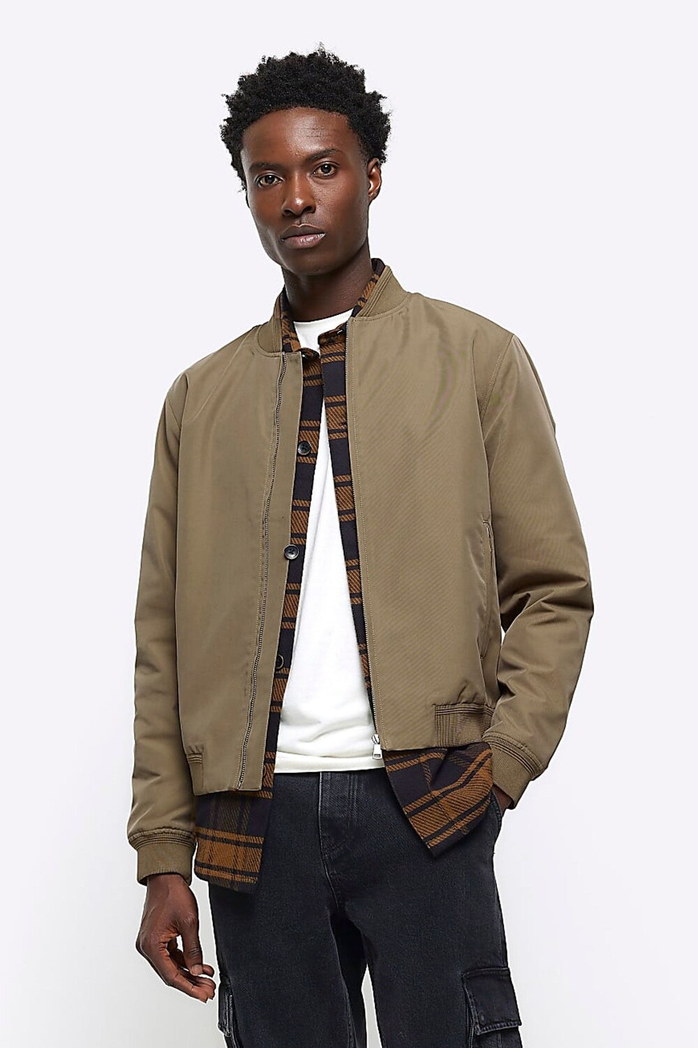 Хлопковая куртка-бомбер River Island, коричневый