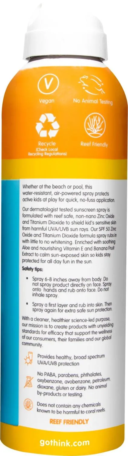 Детский прозрачный минеральный спрей от солнца SPF 50 Thinksport, None — фото 3