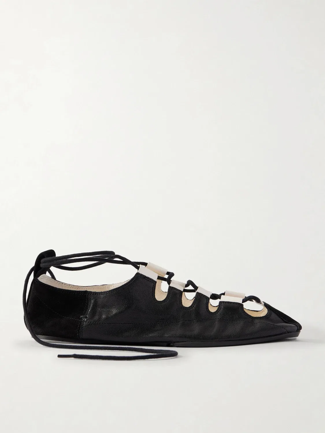 Балетки из кожи с замшевой отделкой Alaïa, черный