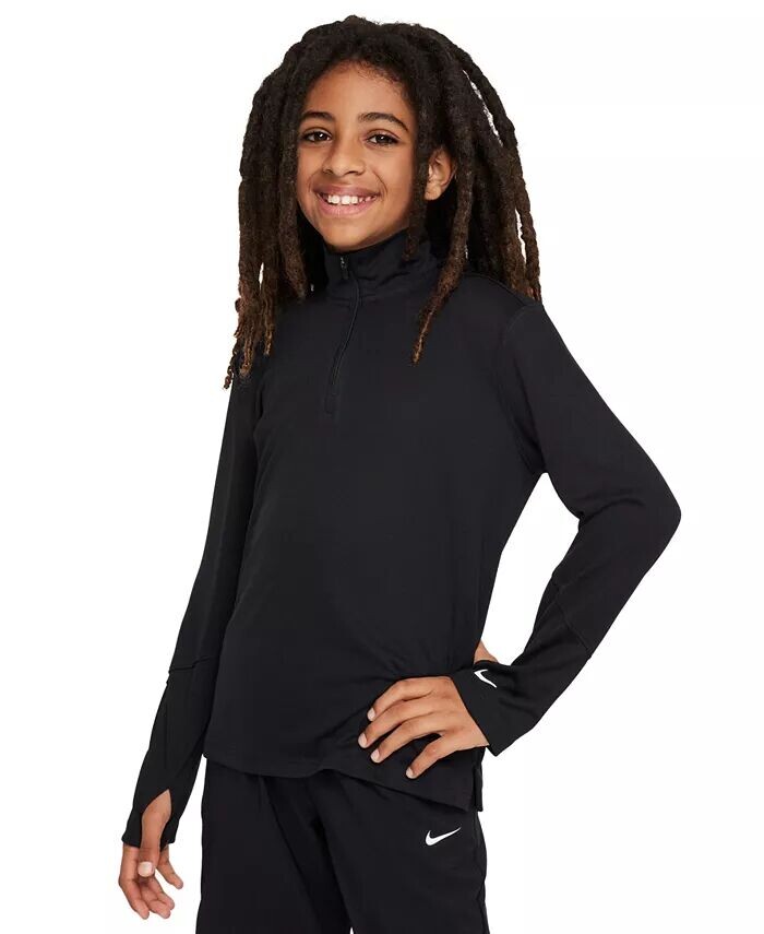 

Топ Big Boys Multi Dri-FIT UV с длинными рукавами и молнией 1/2 Nike, белый