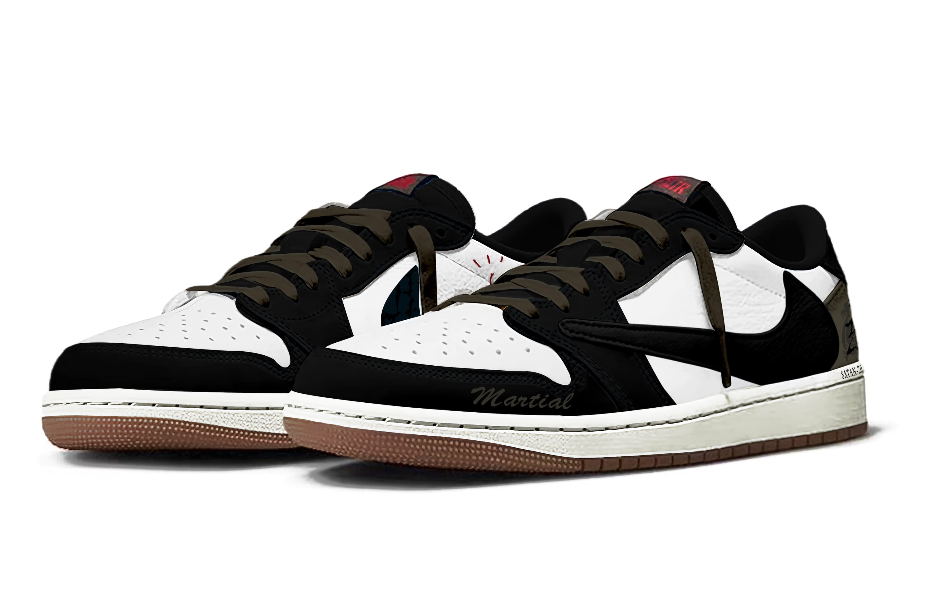 Travis Scott x Air 1 Travis Scott X AJ1 Obsidian с амортизацией, износостойкие низкие Jordan, белый — фото 4