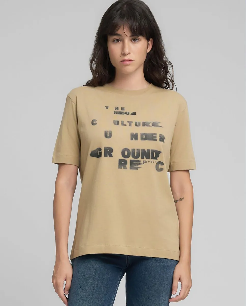 

Футболка для женщин с коротким рукавом и круглым вырезом Replay, бежевый