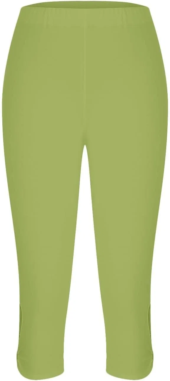 Женские капри для тренировок эластичные мягкие высокие, M010- Army Green — фото 3