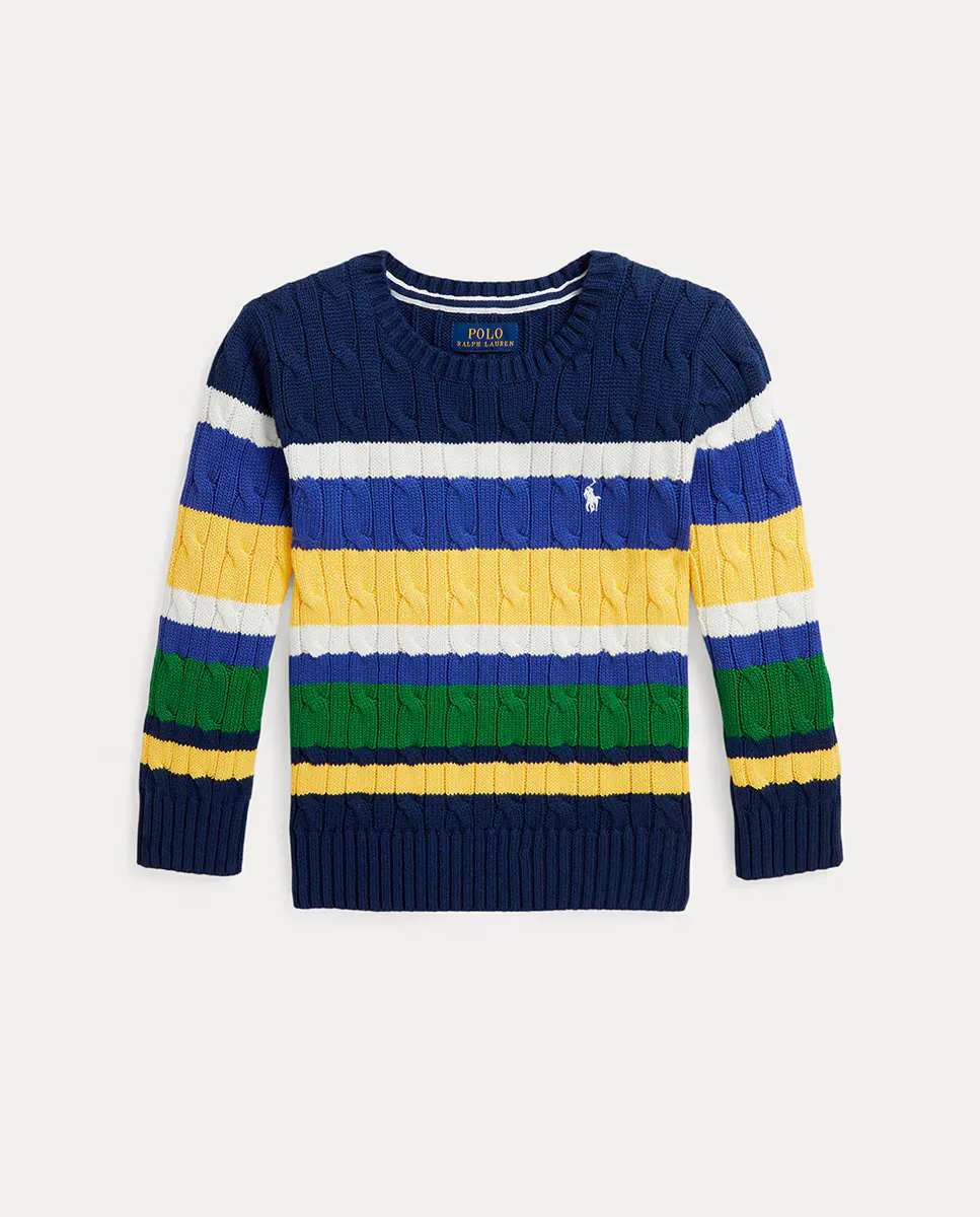 

Разноцветный хлопковый свитер для мальчика с косами Polo Ralph Lauren, мультиколор