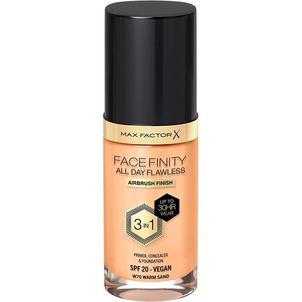 

Max Factor Facefinity 3-в-1 безупречная жидкая основа для всего дня SPF 20 30 мл 70 Теплый песок