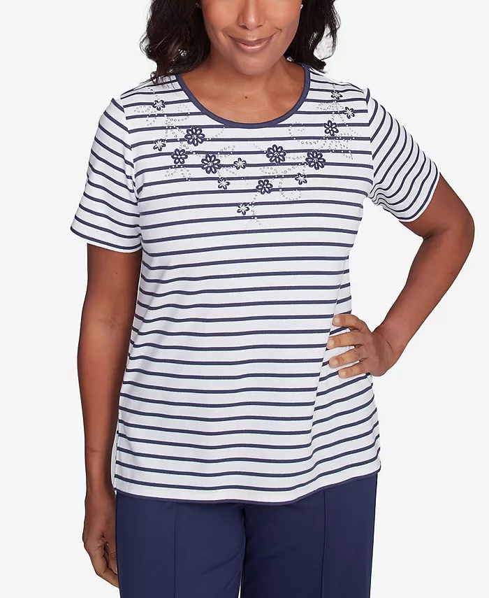 

Женский топ Catalina Island с текстурным цветочным принтом и фольгированными деталями Alfred Dunner, коричневый/бежевый