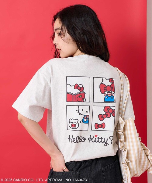 

FREAK'S STORE Футболка с принтом Hello Kitty на спине, лимитированная серия, Sanrio, светло-серый