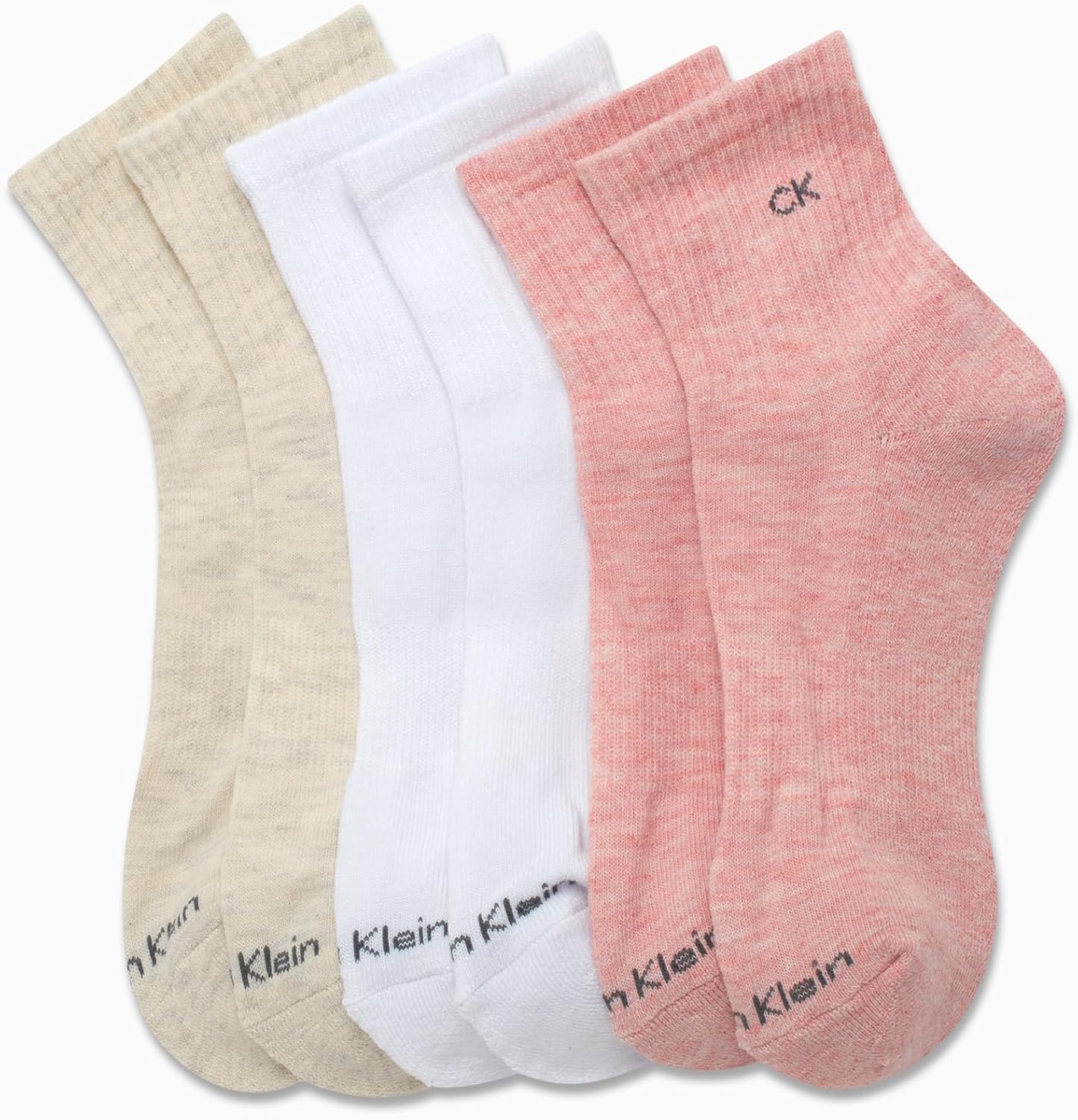 Женские носки Calvin Klein High Quarter - 6 пар махровых дышащих спортивных носков с мягкой подкладкой для женщин (размер обуви: 4-10), Pink Assorted — фото 4