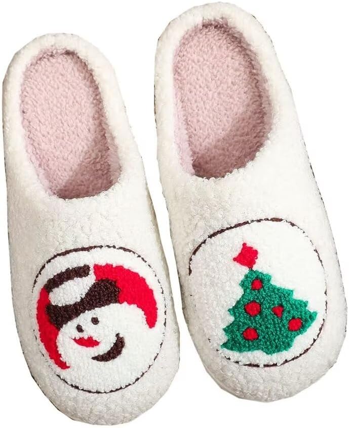 

Женские и мужские домашние тапочки FUHUAQI с ретро-принтом «леопард», смайликом и молнией, мягкие плюшевые, с эффектом памяти, теплые, с нескользящей подошвой, Snowman Tree