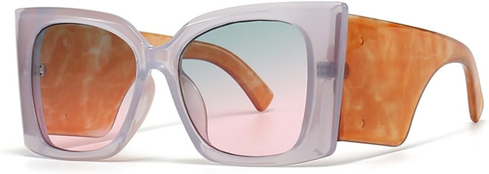 

Модные квадратные солнцезащитные очки для женщин и мужчин в стиле ретро и модерн, разноцветные, «кошачий глаз», солнцезащитные очки с защитой от УФ-излучения UV400 MTZJH, Grey Green Pink