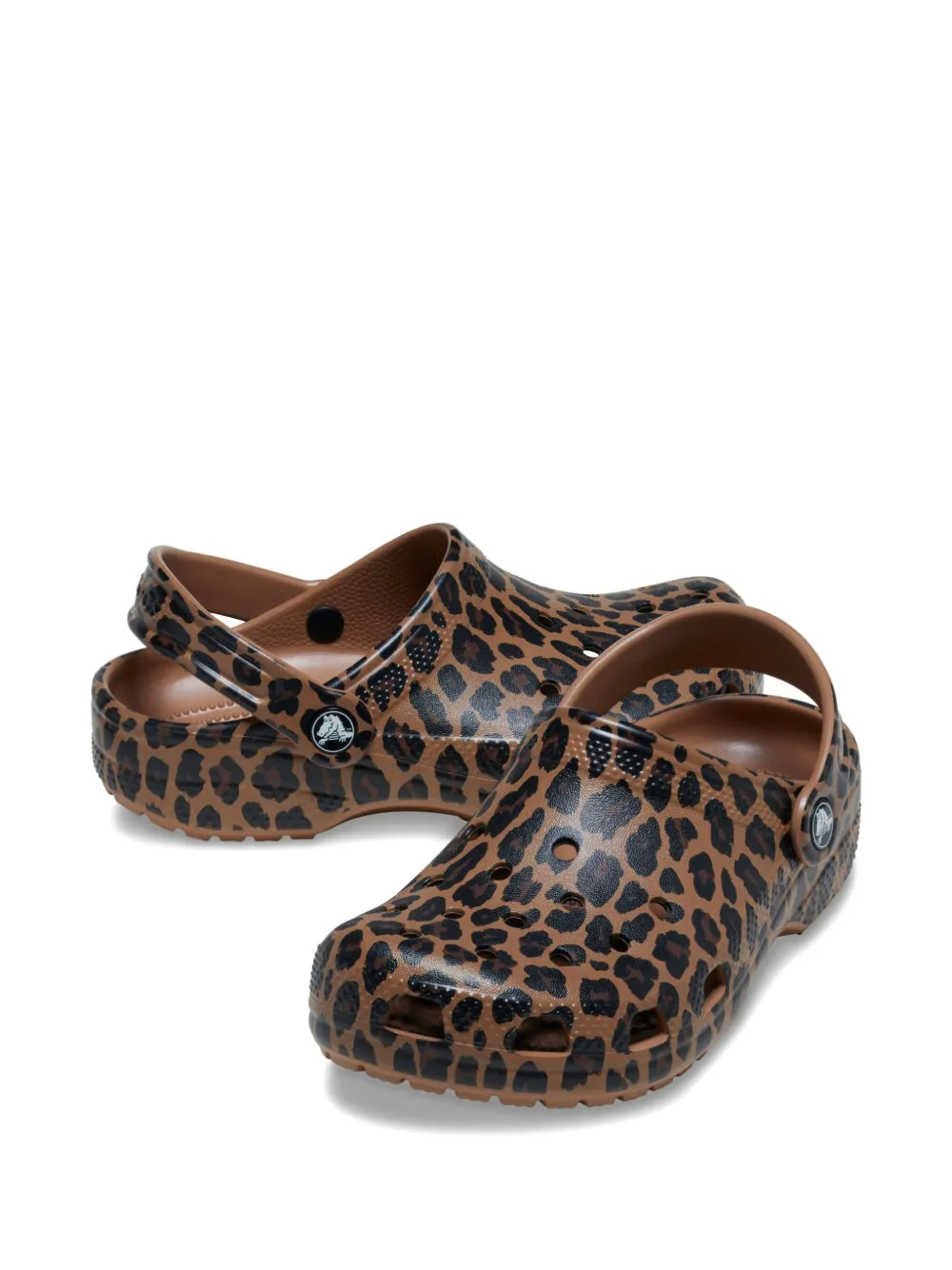Классические сабо-сандалии с леопардовым принтом Crocs Kids, коричневый — фото 2