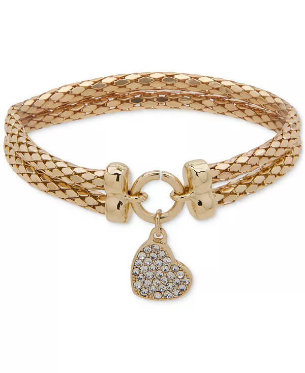 

Двухрядный эластичный браслет с подвесками в виде сердца паве Nine West, crystal