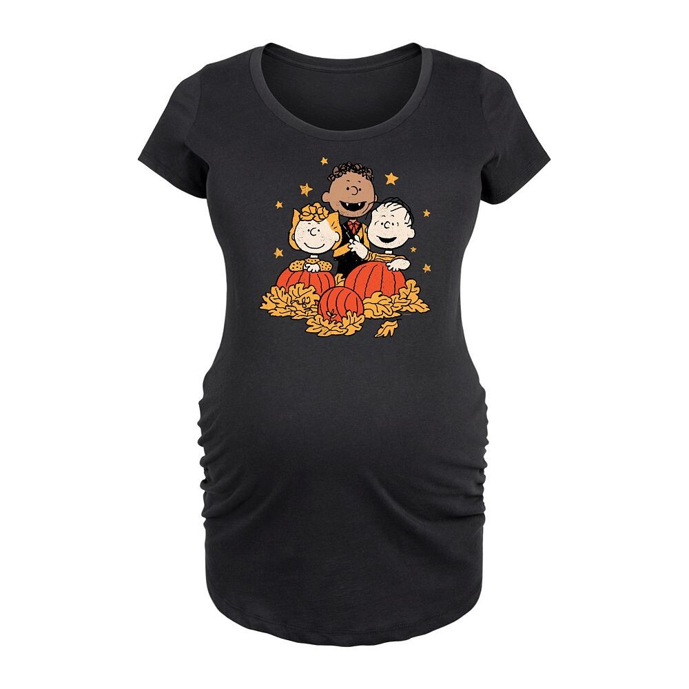 

Футболка с рисунком тыквы и листьев Maternity Peanuts Licensed Character, черный