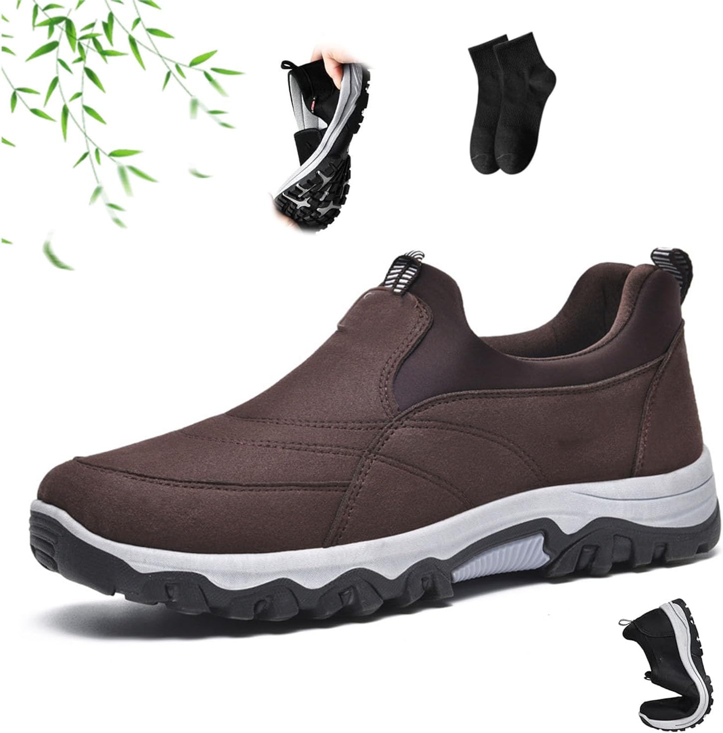 

Мужские удобные дышащие ортопедические кожаные кроссовки для прогулок и походов, ортопедическая обувь для мужчин, мужские слипоны ортопедические нескользящие для ходьбы Noworfewer, коричневый