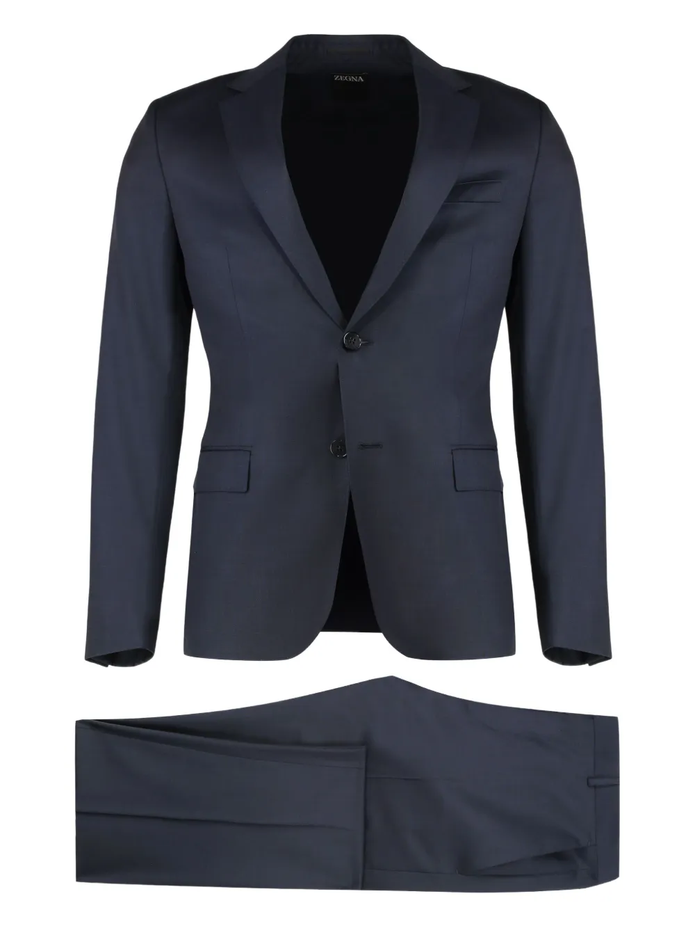 

Костюм из шерсти и шелка с застежкой на пуговицы Zegna, синий
