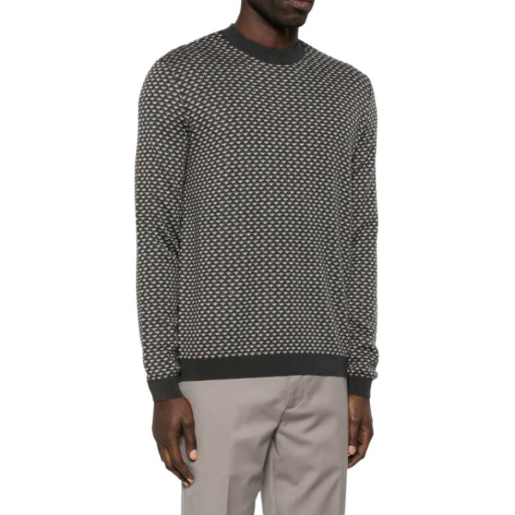 Свитер с интарсией логотипа Emporio Armani, черный — фото 2