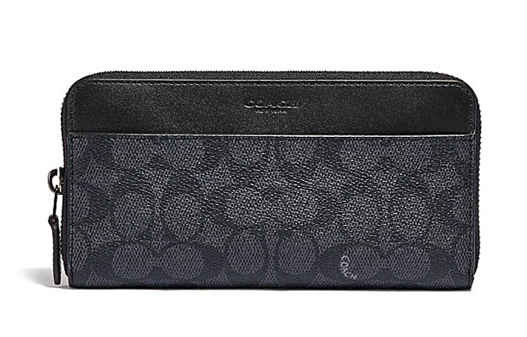 

COACH Кожаный кошелек-сумка с канвасом мужской угольно-черный