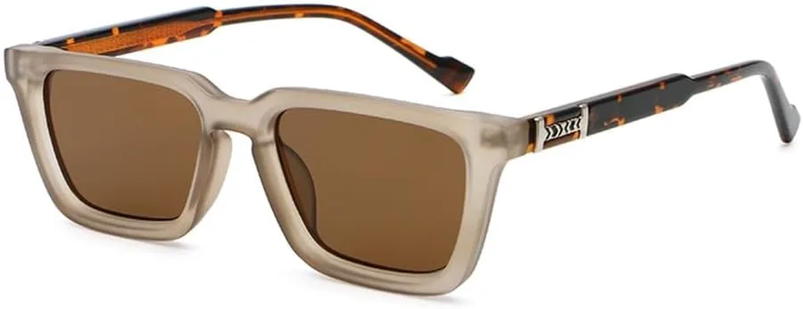 

модные солнцезащитные очки для женщин UV400 сине-серо-коричневые квадратная оправа солнцезащитные очки для мужчин ацетат унисекс WNCKSQ, Brown Leopard Frame