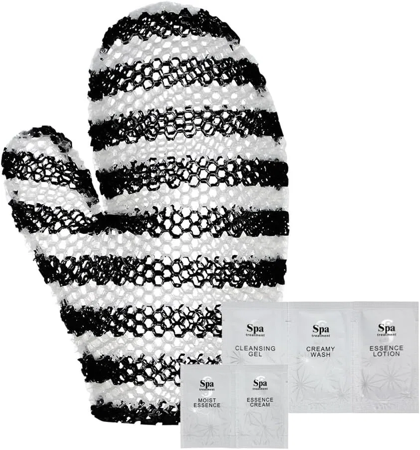 Мочалка для ванны Stimulite Honeycomb Bath Mitt, черно-белый набор, S Spa Treatment