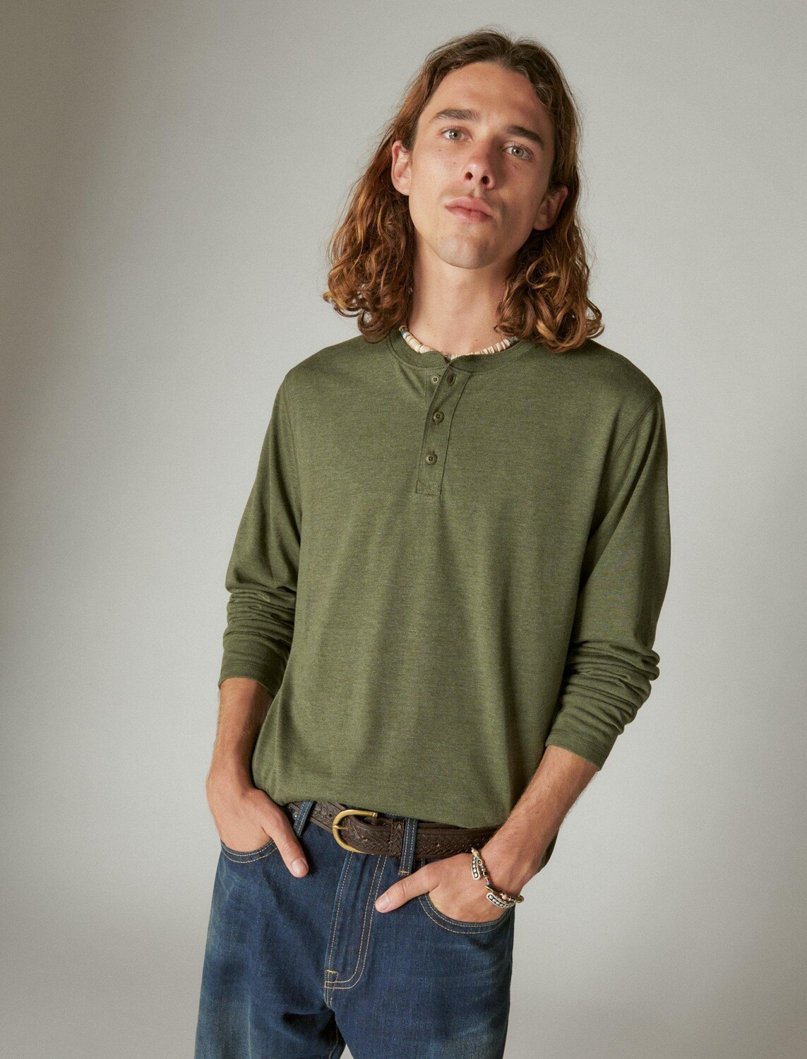 

Мужская футболка Lucky Brand из тенселя с длинными рукавами, цвет Medium Dark Green