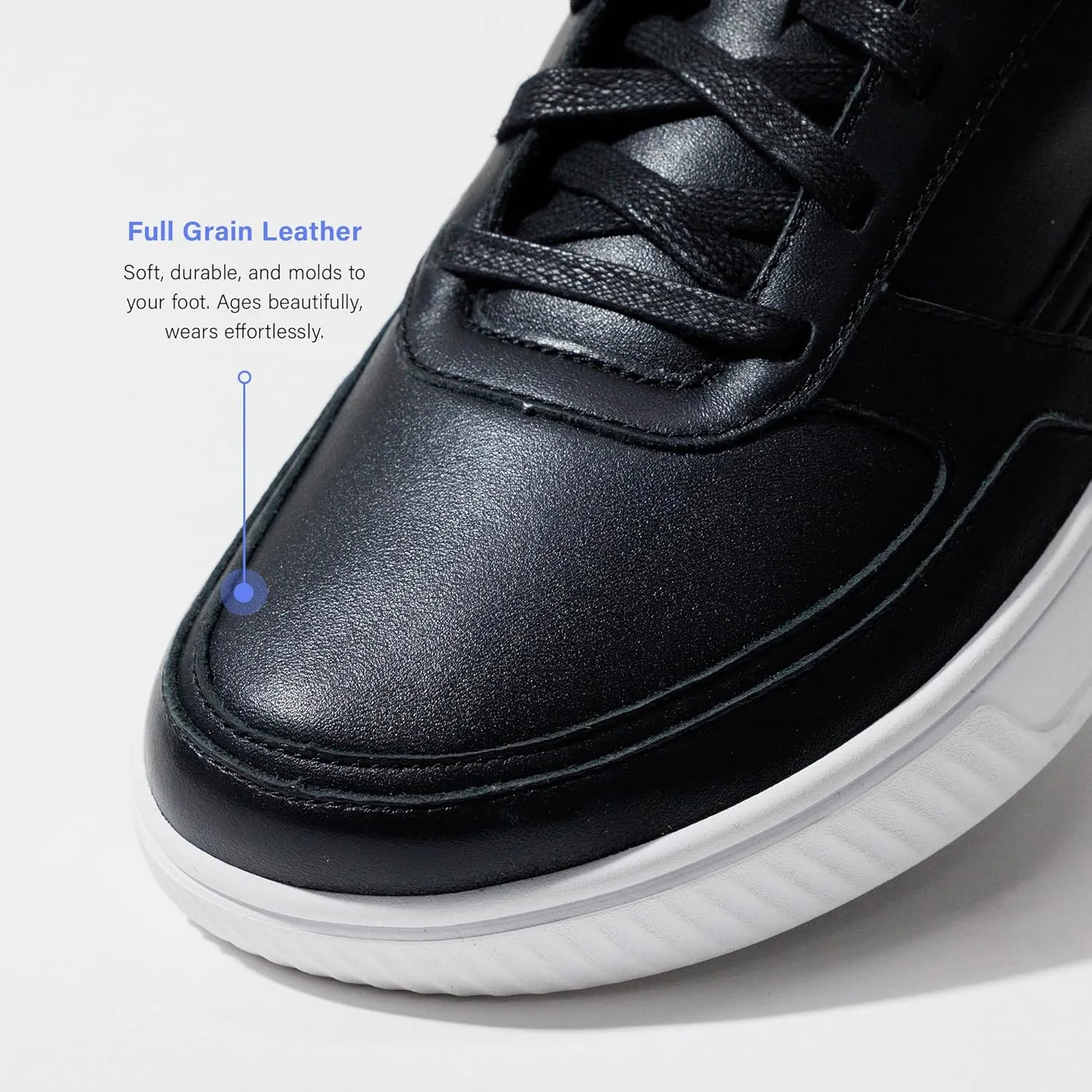 Кроссовки FLUX FOOTWEAR Adapt Leather Trainer - модель из натуральной кожи с нулевым перепадом высоты подошвы, широким носком и гибким протектором, идеально подходящая для ходьбы, повседневной носки и городского стиля жизни, черный — фото 4