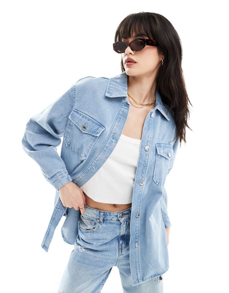 

Голубая джинсовая куртка-рубашка оверсайз Vero Moda