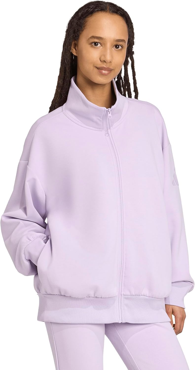 

Женская толстовка Adidas свободного кроя с воротником-стойкой, светло-фиолетовый