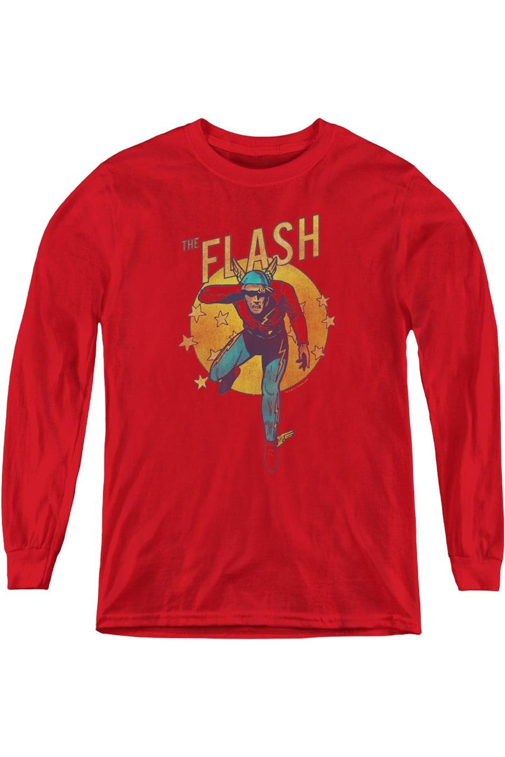 

Футболка с длинным рукавом DC Comics Flash с кругами и звездами для детей Gildan, красный
