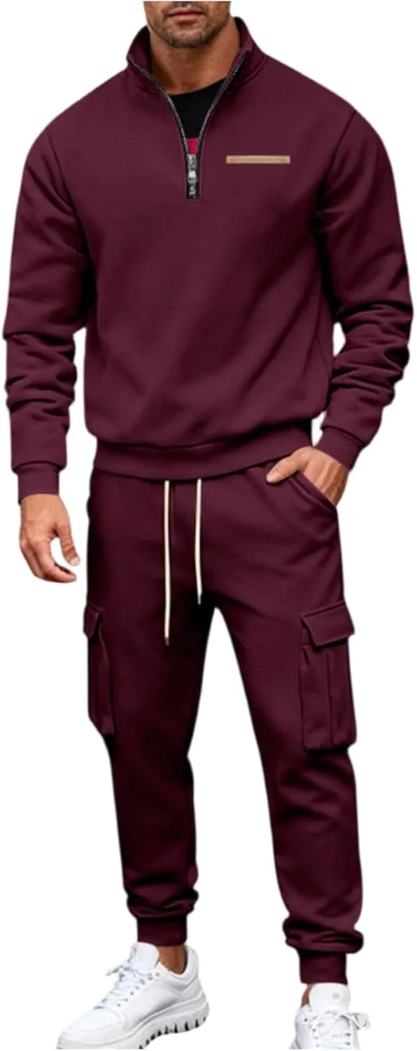 

Мужской 2-х предметный спортивный костюм, 1/4 Zip Pullover и джоггеры FlekmanArt