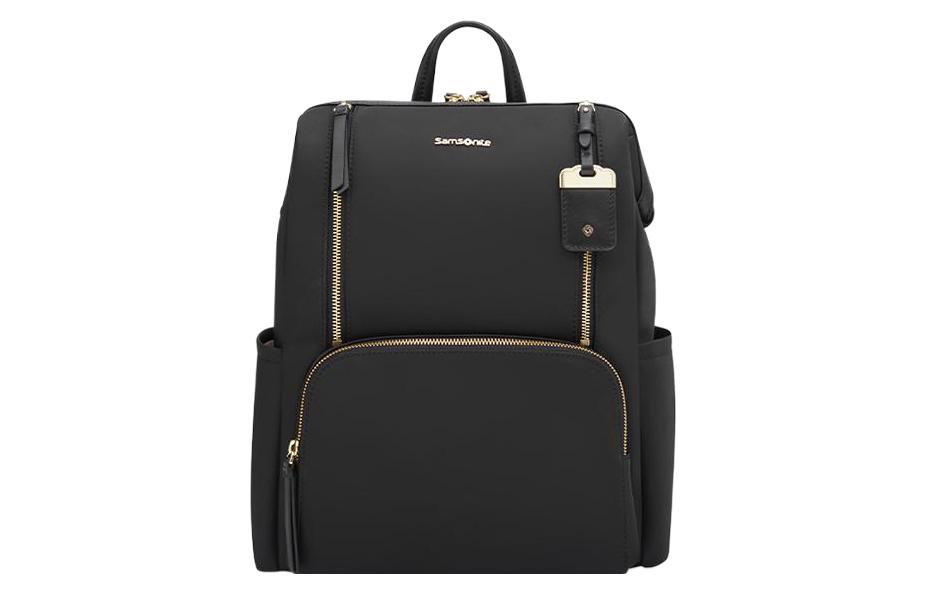 

Samsonite Рюкзак Regular женский черный из ткани с кожаной вставкой