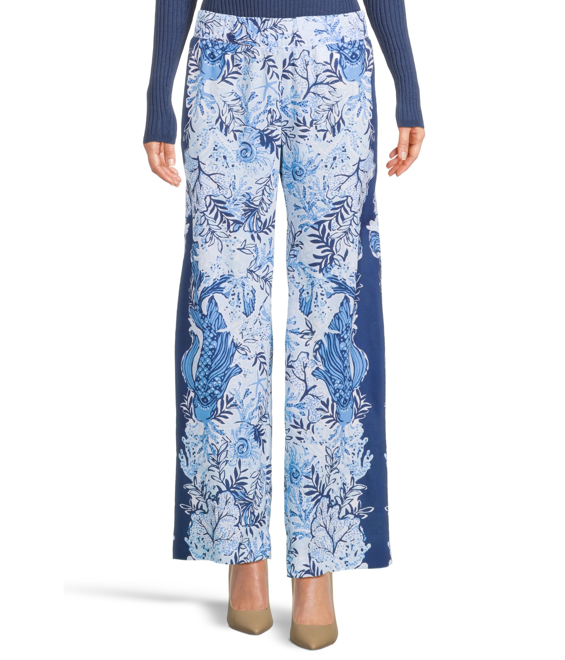 

Брюки Lilly Pulitzer Bal Harbour Palazzo, цвет Bonaire Blue Just A Little Koi Engineered Pant