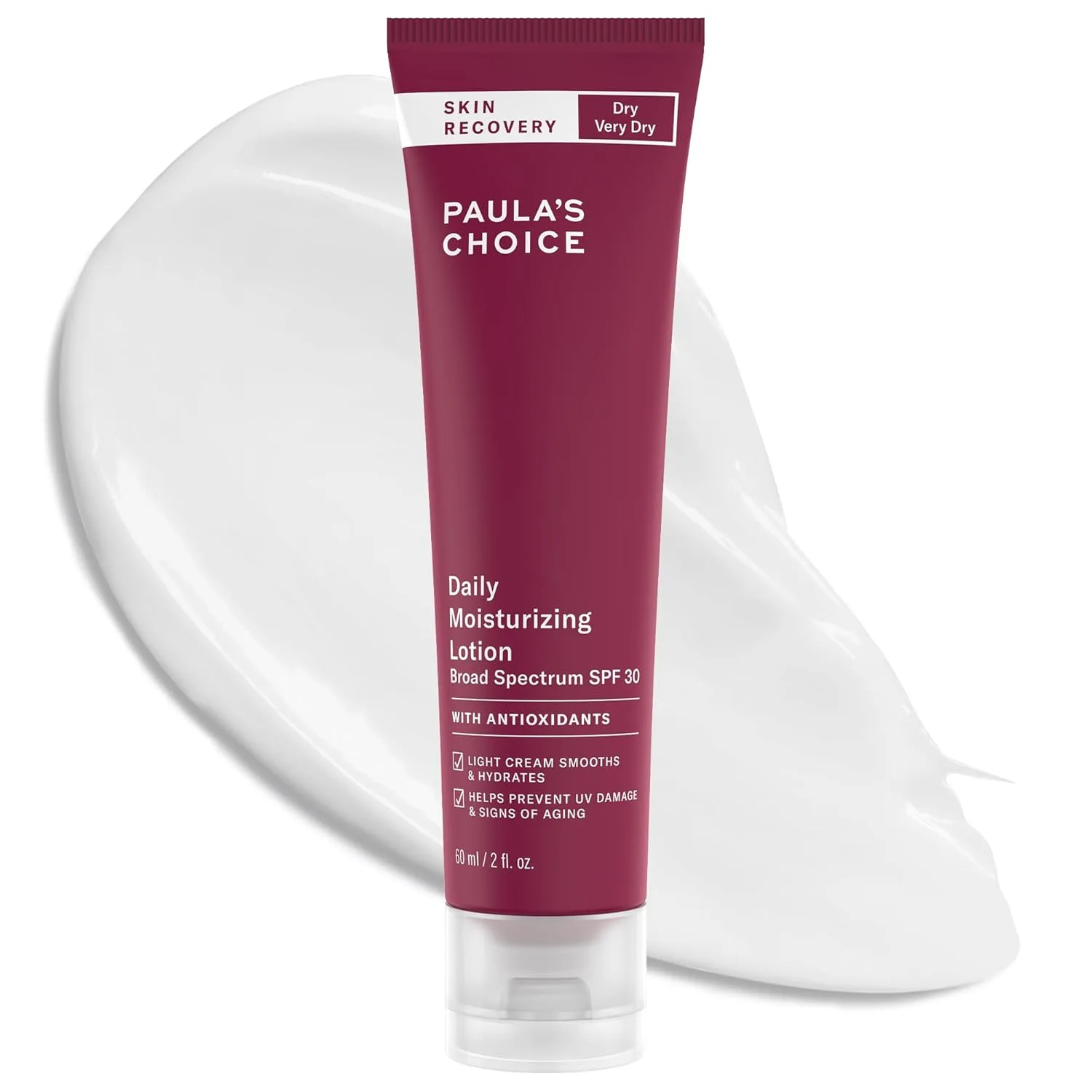Paula's Choice SKIN RECOVERY Daily Moisturizing Lotion, минеральный солнцезащитный крем для лица SPF 30 с овсом и огурцом, для сухой и чувствительной кожи, 60 мл