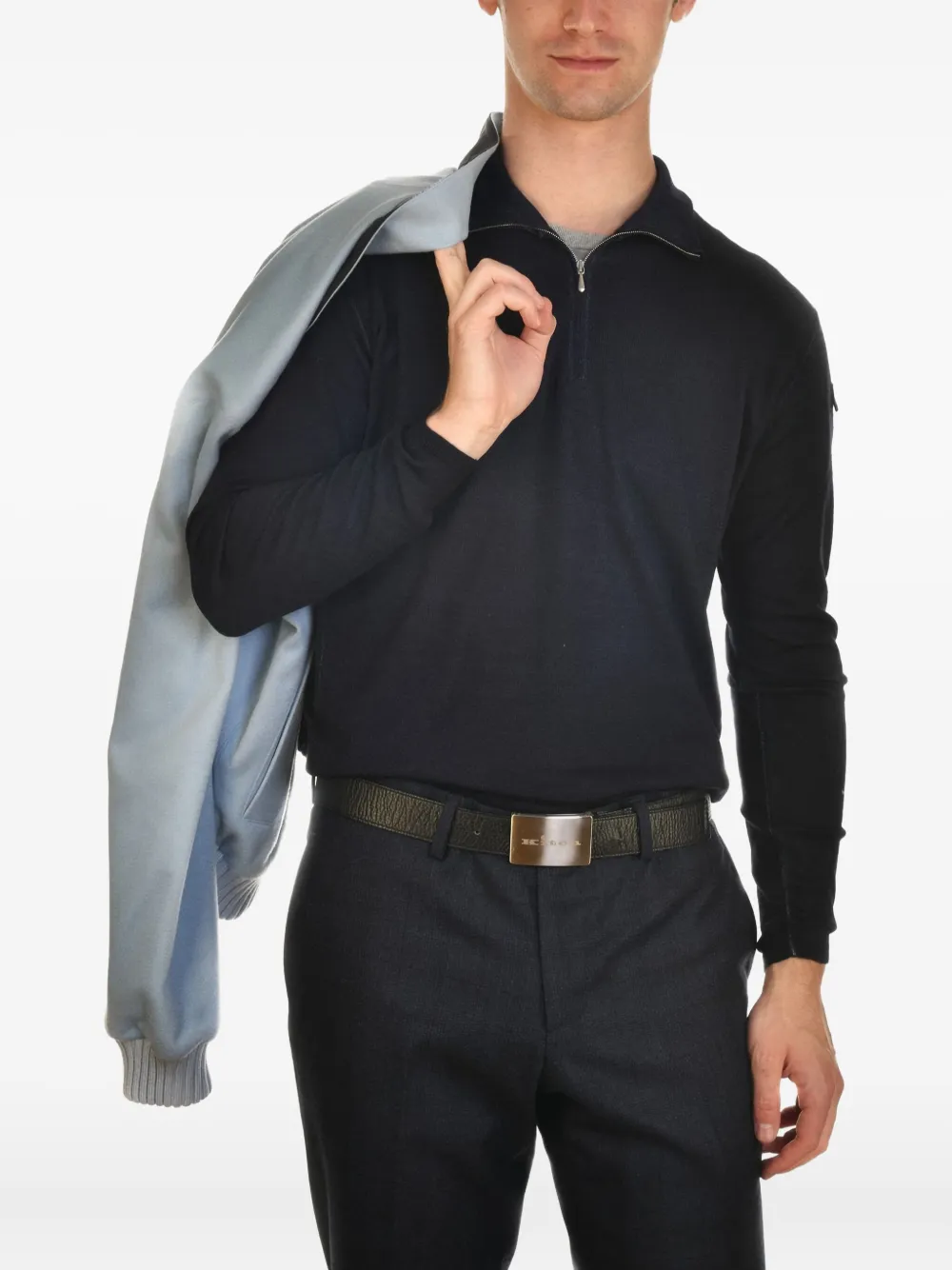 

Кашемировая куртка Brakk с манжетами в рубчик Kiton, синий