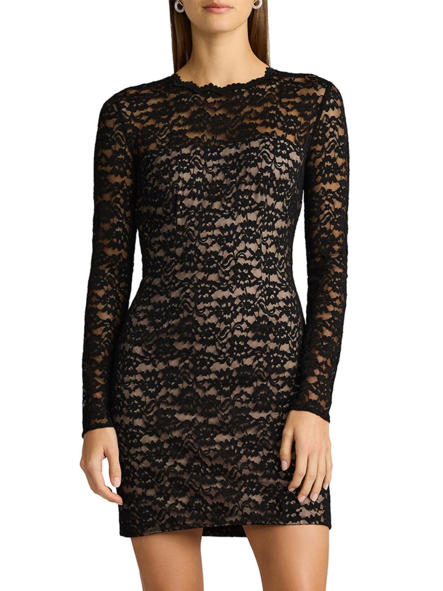 

Кружевное облегающее мини-платье Zac Posen, черный
