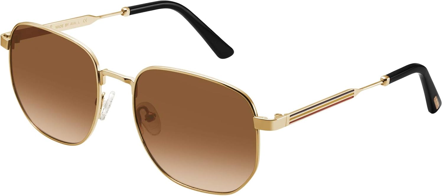 

Женские поляризованные солнцезащитные очки AVAWAY в золотистой металлической оправе с защитой от УФ-излучения, категория 3, квадратная форма, 03: Gradient Teal Lens & Black and Gold Arm