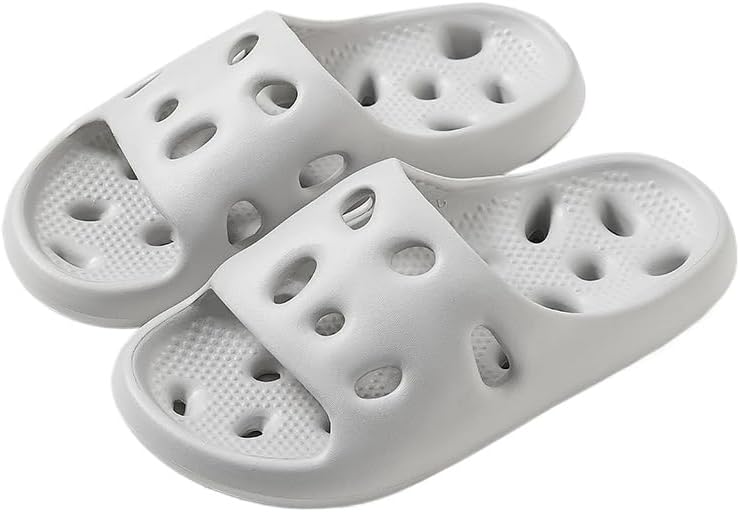 

Душевые тапочки быстросохнущие, противоскользящие, удобные для мужчин и женщин. Домашние шлепанцы с пустотелой подошвой и массажными точками Hhhchpm, серый