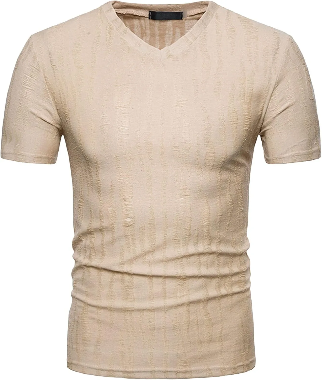 Мужская футболка V-образный вырез Slim Fit Henley с коротким рукавом