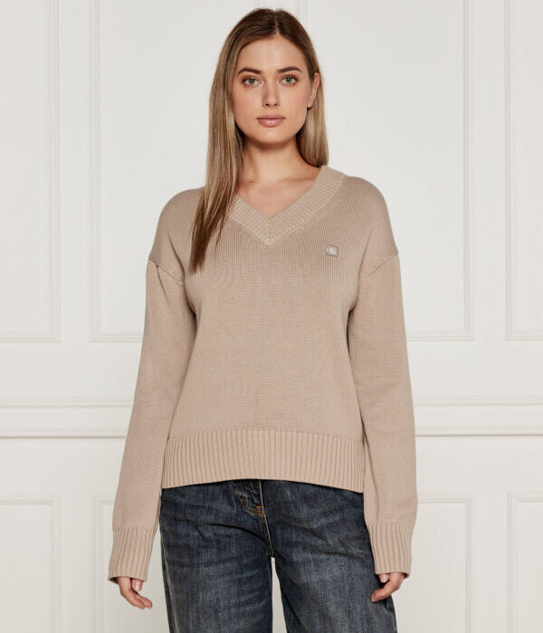 

Свитер с вышивкой Regular Fit Calvin Klein Jeans, бежевый