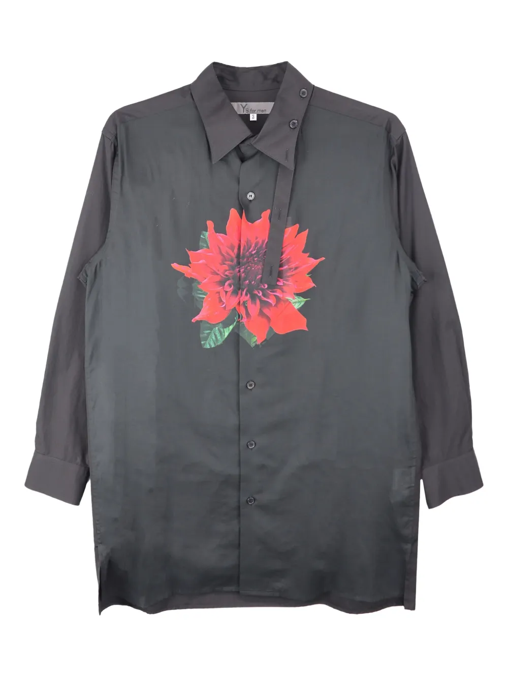 

Рубашка из хлопка с цветочным принтом Y's, черный