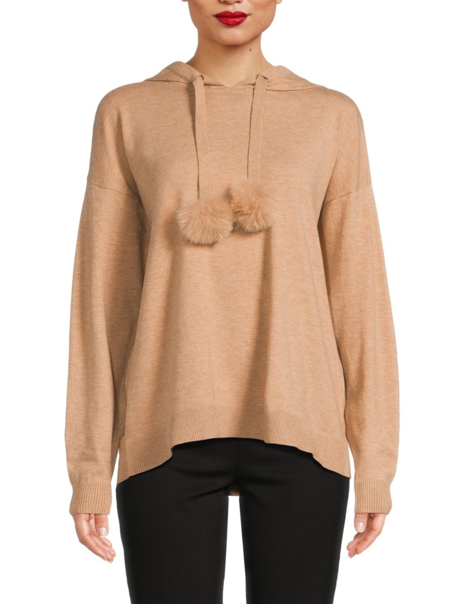 

Толстовка с помпонами и приспущенными плечами Saks Fifth Avenue, цвет New Camel