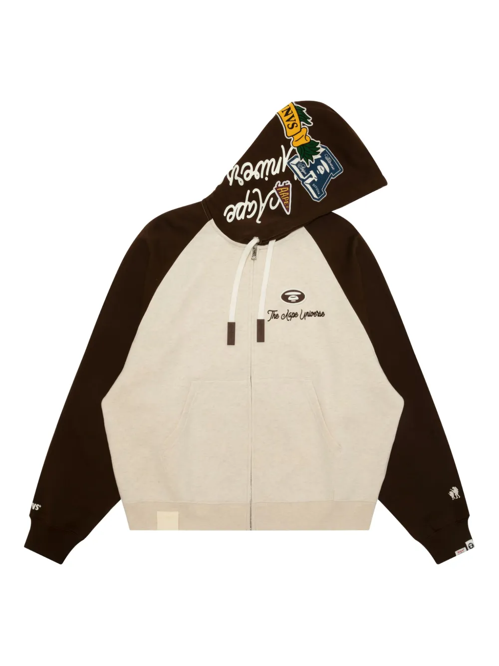 

Толстовка на молнии с нашивками в стиле varsity AAPE BY *A BATHING APE, нейтральный