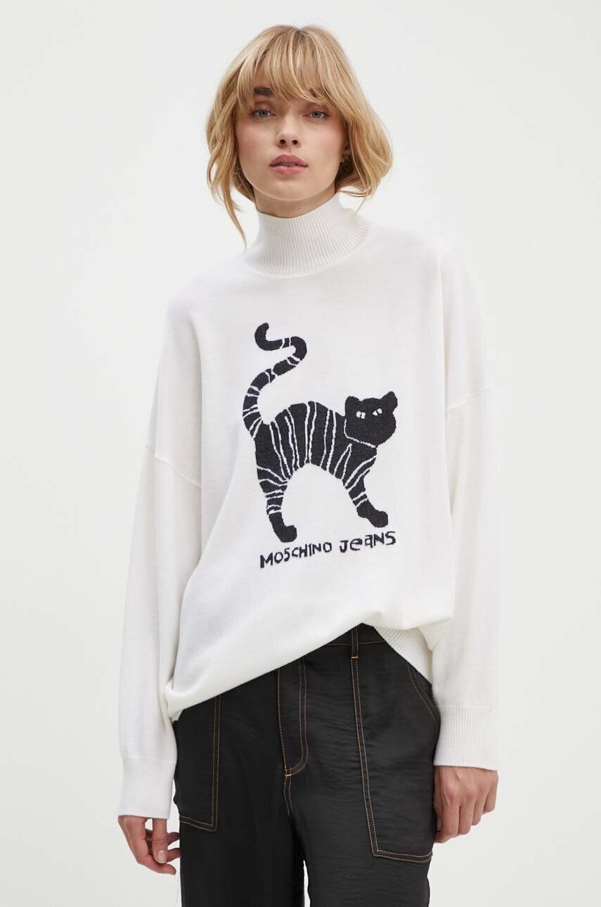 

Шерстяной свитер Moschino Jeans, бежевый