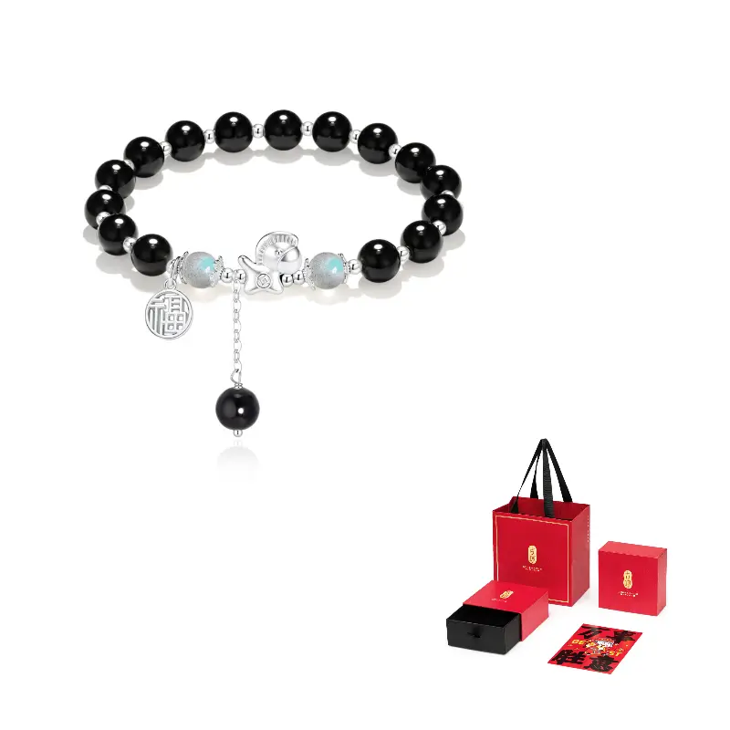 

Браслет из агата Jodie&Kevin, унисекс Jodie＆Kevin, черный-immediately rich overnight