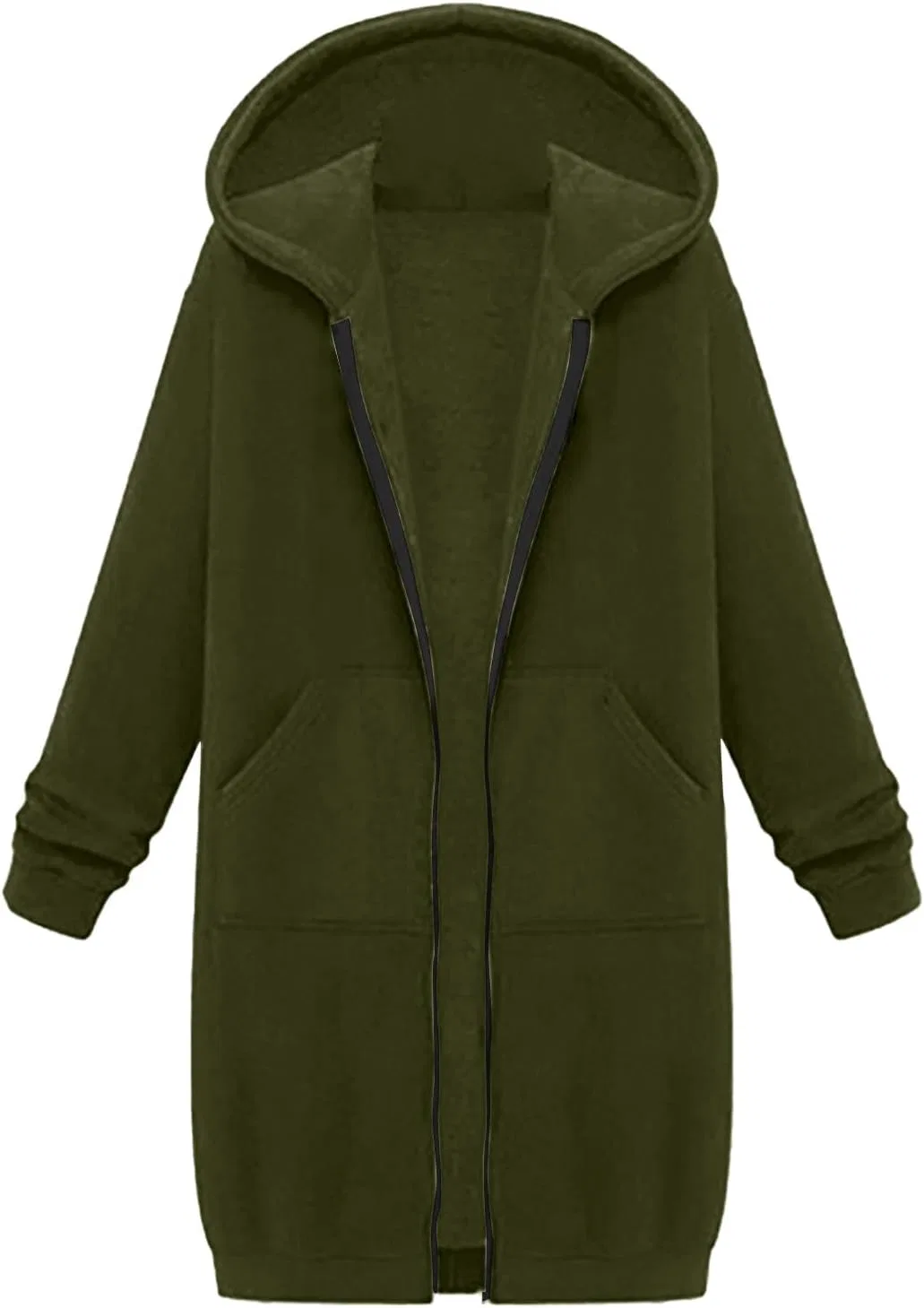 Худи женское оверсайз, молния, легкая туника, толстовка с карманами, Polyester, 01-gn2 — фото 3