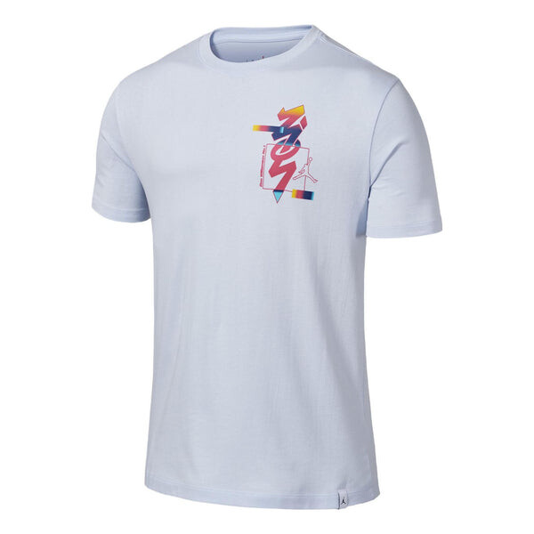 

Футболка Men's Air Jordan x Zion Crossover Alphabet Printing Round Neck Short Sleeve White T-Shirt, мультиколор